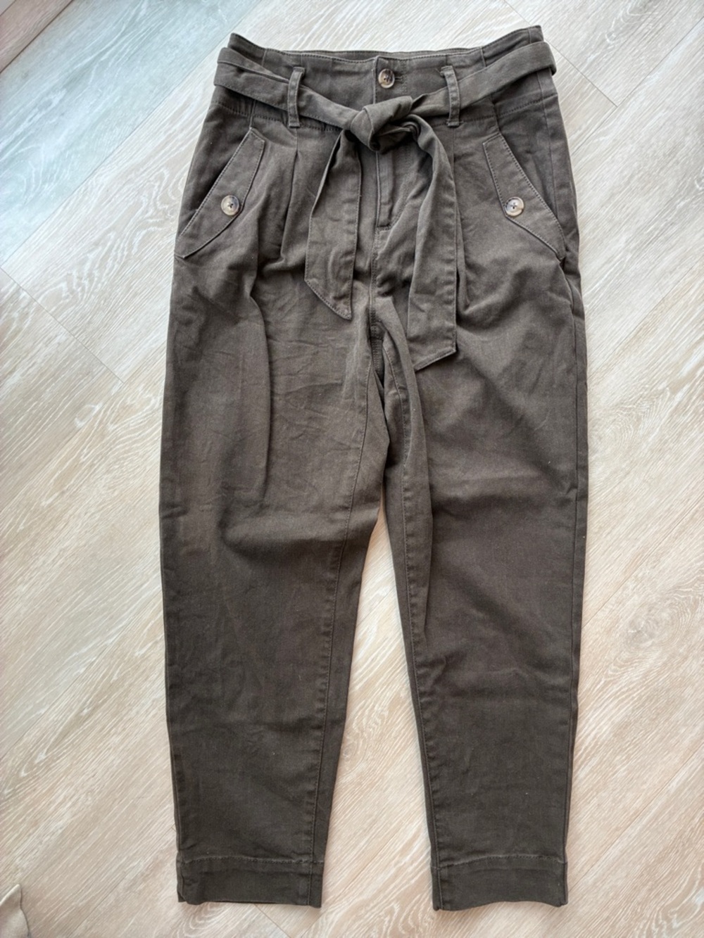 LOFT Women’s Olive Green Tie-Waist Chinos 0P
